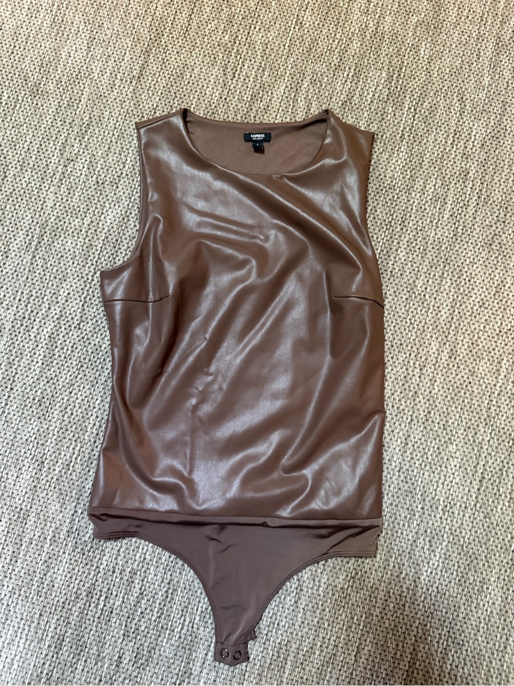 Brown Faux Leather Bodysuit